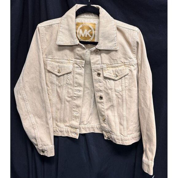 Michael Kors Jackets & Blazers - Michael Michael Kors Women's Khaki Denim Trucker Jacket Size Medium New Tags